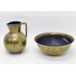 Late 19th or early 20th Century Asian brass jug and basin,