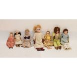 Group of late 19th/ early 20th Century bisque and composition head dolls