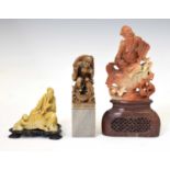 Three Japanese carved soapstone figures