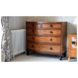 19th Century mahogany bowfront chest of four long drawers