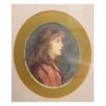 Edith M Latzarus - Watercolour - Late 19th century oval portrait of a lady,