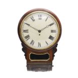 19th Century mahogany and brass inlay single fusee wall clock