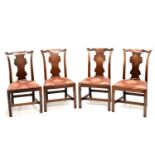 Set of four George III Country Chippendale-style dining chairs