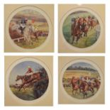 Claire Eva Burton - Set of four signed limited edition circular horse racing prints