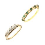 18ct gold emerald and diamond half-eternity ring