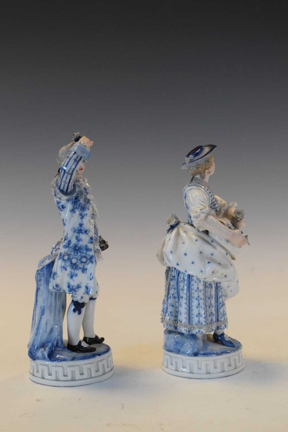 Pair of Meissen blue and white figures - Image 2 of 9
