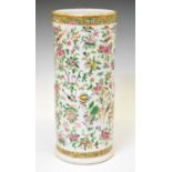 Chinese Canton Famille Rose sleeve vase or stick stand