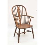 Late 19th Century ash and elm wheel back Windsor chair