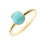 Single stone ring set turquoise cabochon