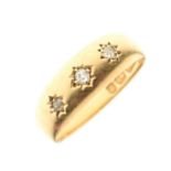 Victorian 18ct gold ring, gypsy set with three old cut diamonds