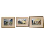 Donal Rigg - Watercolour - Lake District Scene, and two other watercolours