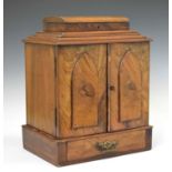 19th Century figured walnut table top double-door collectors cabinet