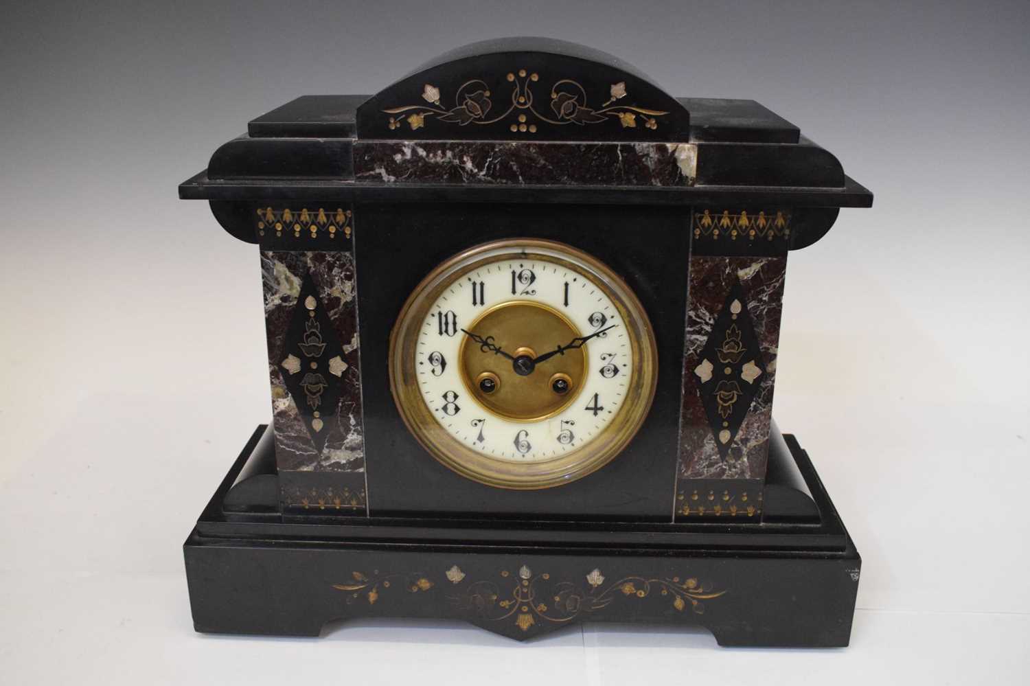 French black slate and red marble mantel clock - Image 2 of 8