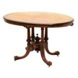 Late Victorian walnut and ebonised loo table