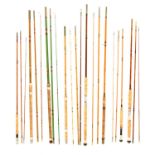 Eight split cane and other fishing rods