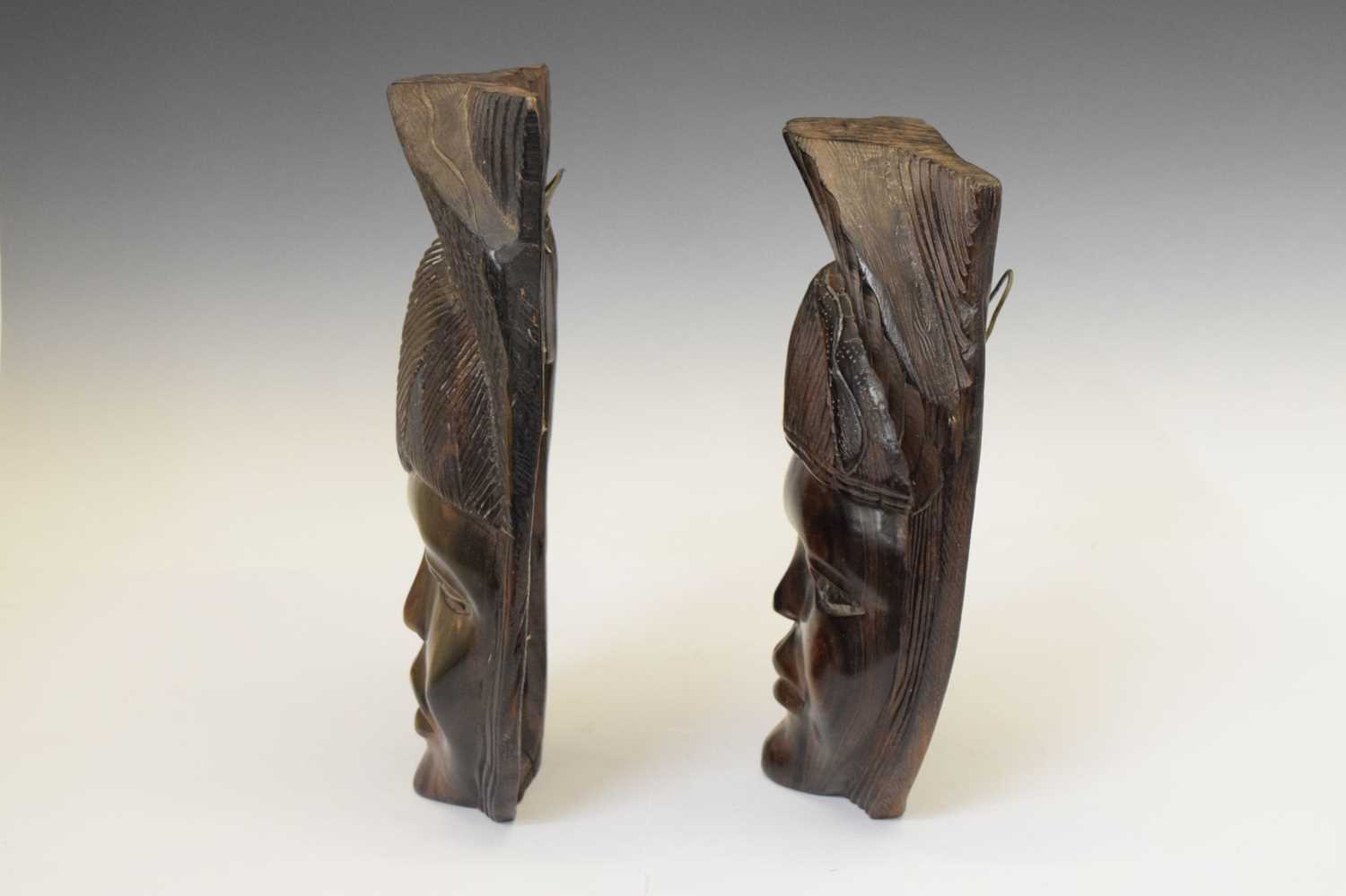 Two carved hardwood African wall masks - Image 6 of 8