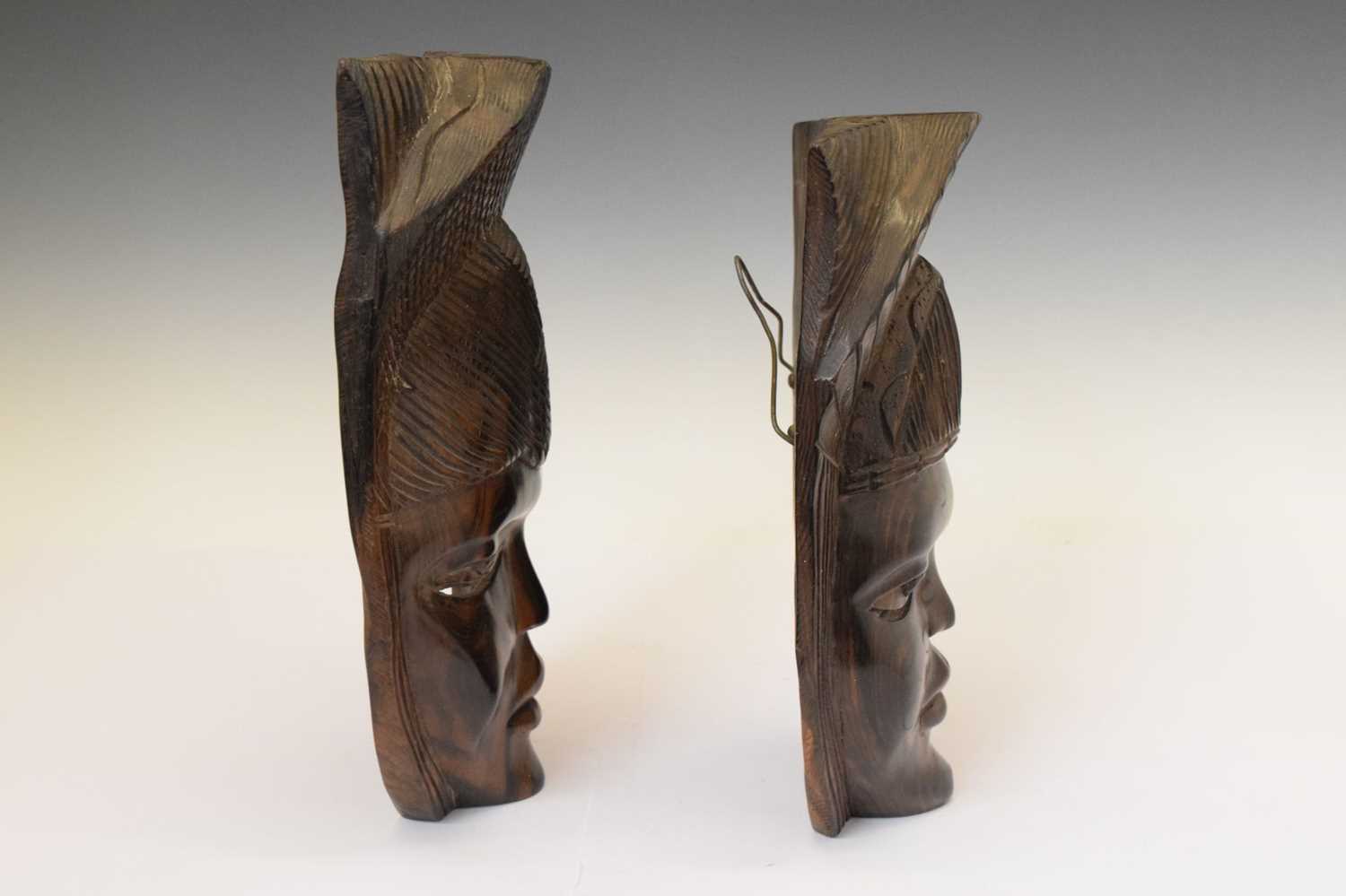 Two carved hardwood African wall masks - Image 2 of 8