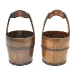 Near pair of Chinese wooden rice buckets