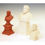 Two Robinson & Leadbetter Parian busts of Charles Spurgeon and terracotta example