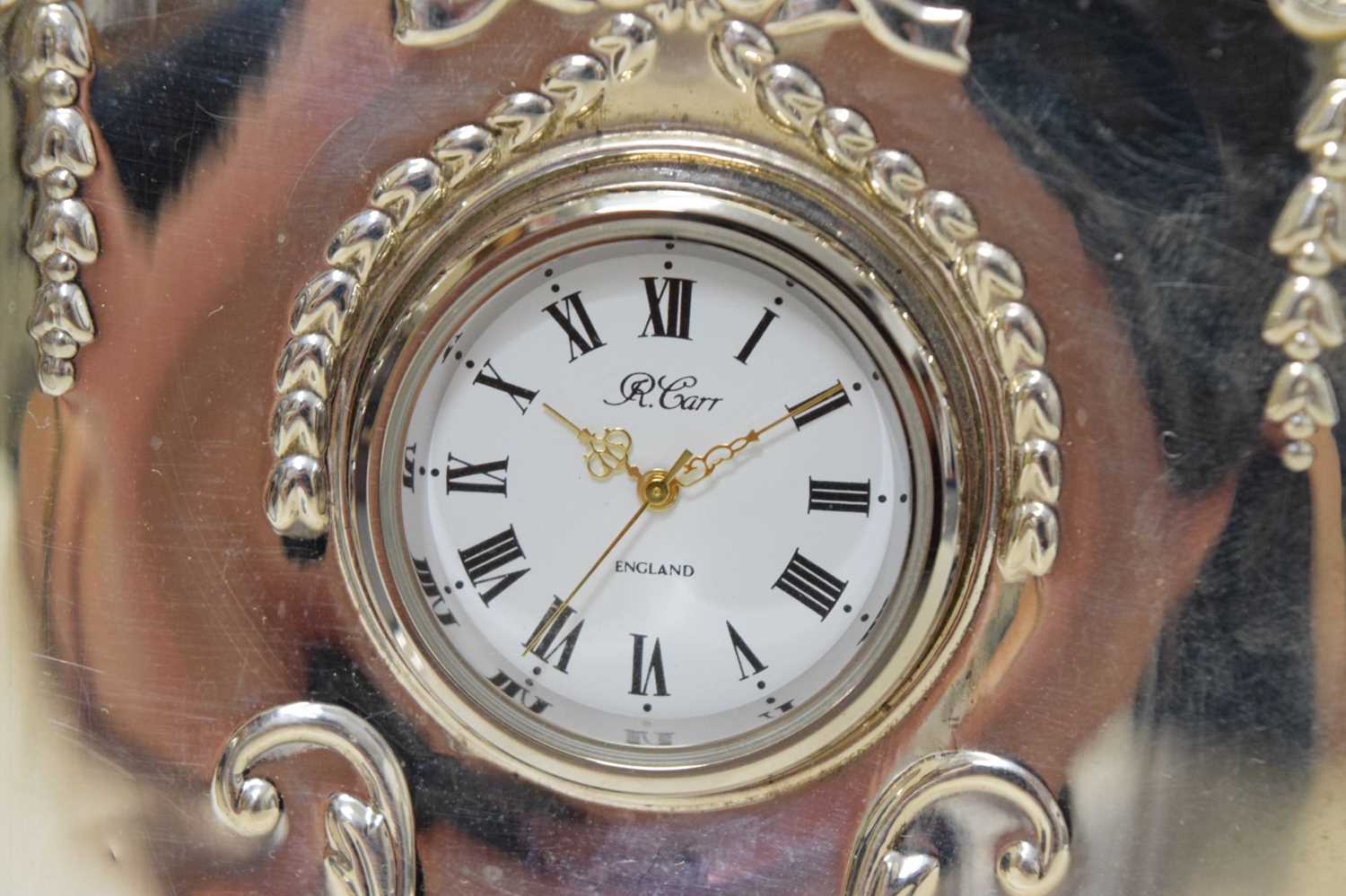 Art Deco silver and guilloché enamel desk clock - Image 4 of 13