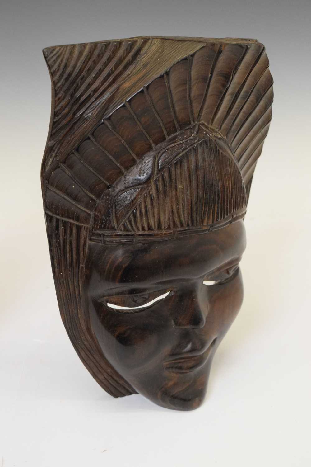 Two carved hardwood African wall masks - Image 8 of 8