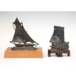 Two Japanese bronzed boats