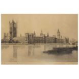 After Marcel Schuette - signed etching - 'Palace of Westminster,' and 'Ypes'
