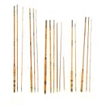 Five split cane and other fishing rods