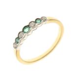 9ct gold, emerald and diamond half eternity ring