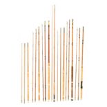 Seven split cane and other fishing rods by Sealey