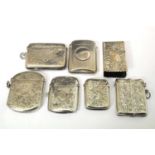 Edward VIII silver matchbox holder, together with six silver vesta cases