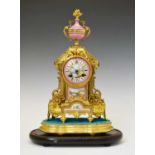 19th Century French gilt and porcelain-mounted mantel clock