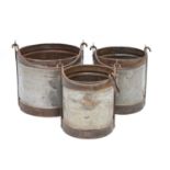 Graduated set of three metal buckets