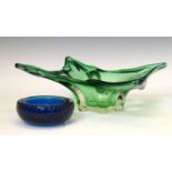 Green cased glass bowl, etc.