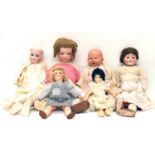 Collection of early 20th Century Continental bisque and composition head dolls