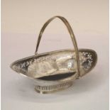 Edward VII oval silver basket with swing handle