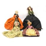 Three 20th Century crinoline dolls