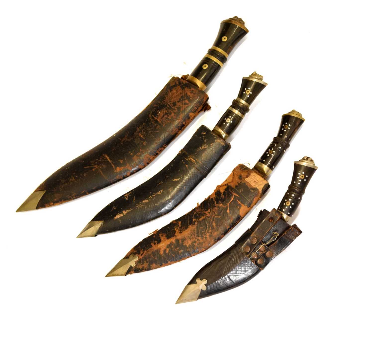 Nepalese kukri of traditional form and three smaller kukris