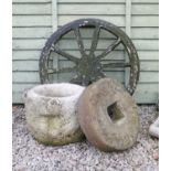 Composite stone garden cart wheel,, etc.