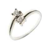 Platinum two-stone princess cut diamond crossover ring