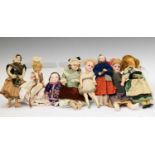 Collection of early 20th Century bisque and composition head dolls
