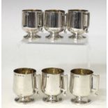 Set of six George V silver miniature tankards