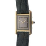 Cartier - Lady's Vermeil Tank Quartz silver gilt cased wristwatch