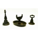 Black painted cast iron boot scrapper and two door stops