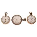 Elgin gold-plated pocket watch and two other pocket watches