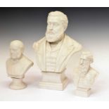 Large Robinson and Leadbeater Parian bust of Charles Spurgeon and two smaller busts