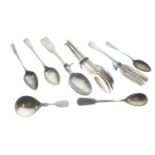 Quantity of silver teaspoons, cake forks, caddy spoons, etc