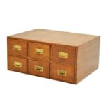 20th Century oak six-drawer table top filing chest