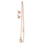 9ct rose gold morganite and diamond pendant and earring set