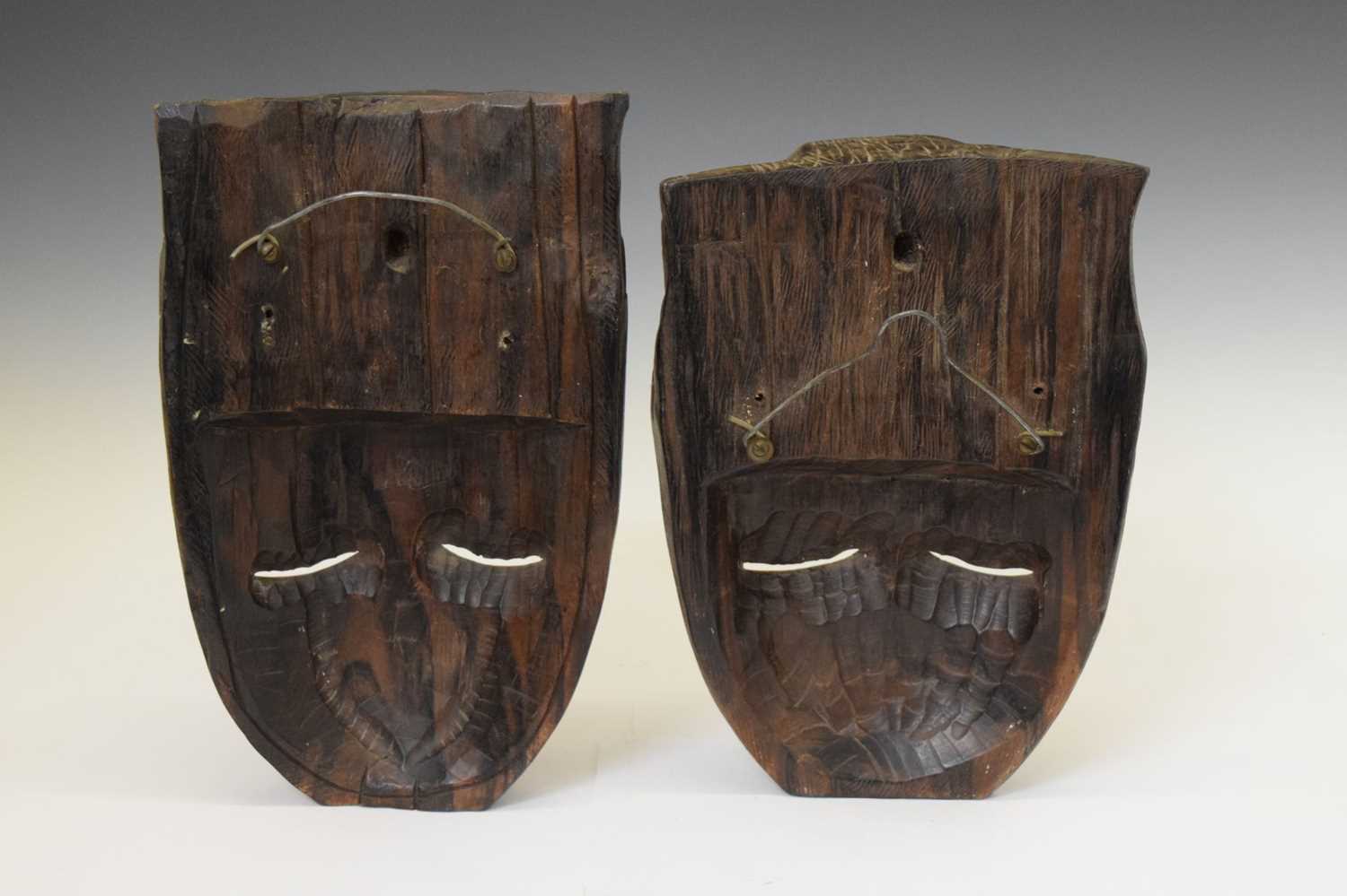 Two carved hardwood African wall masks - Image 5 of 8